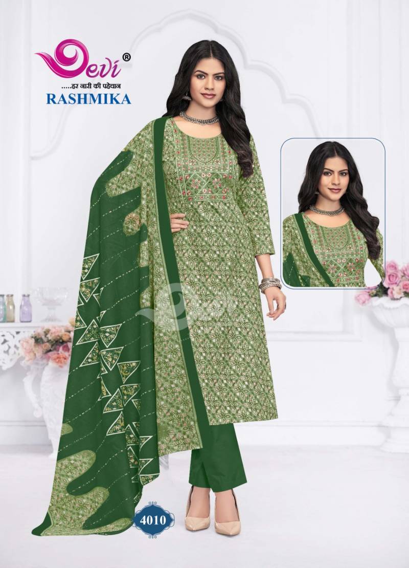 Devi Rashmika Vol 4 Cotton Printed Kurti Bottom With Dupatta Collection