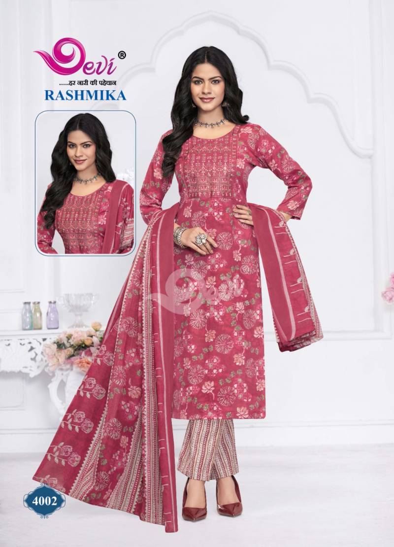 Devi Rashmika Vol 4 Cotton Printed Kurti Bottom With Dupatta Collection