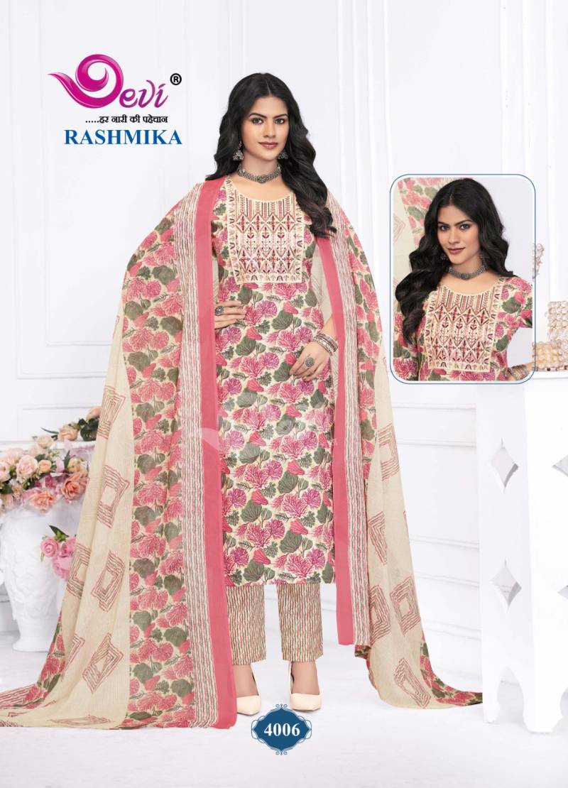 Devi Rashmika Vol 4 Cotton Printed Kurti Bottom With Dupatta Collection