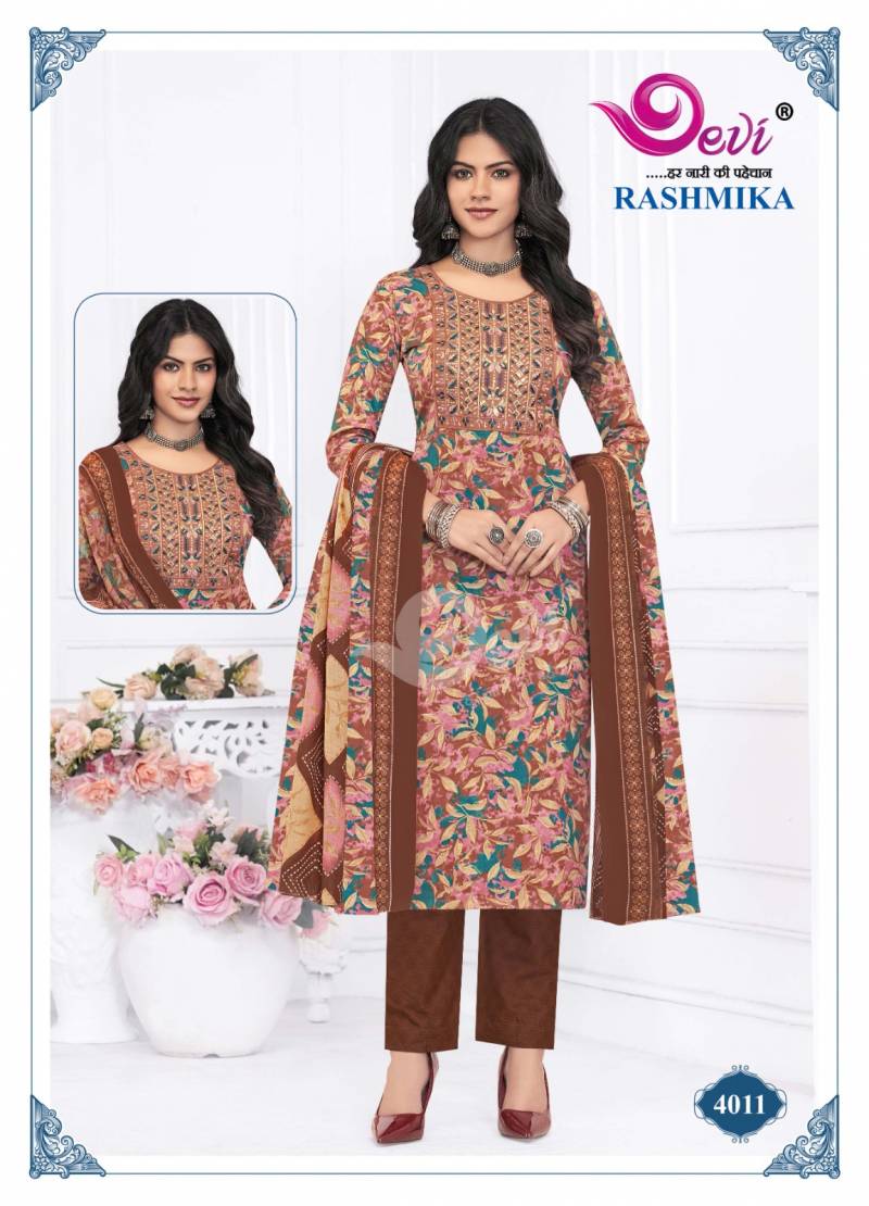 Devi Rashmika Vol 4 Cotton Printed Kurti Bottom With Dupatta Collection