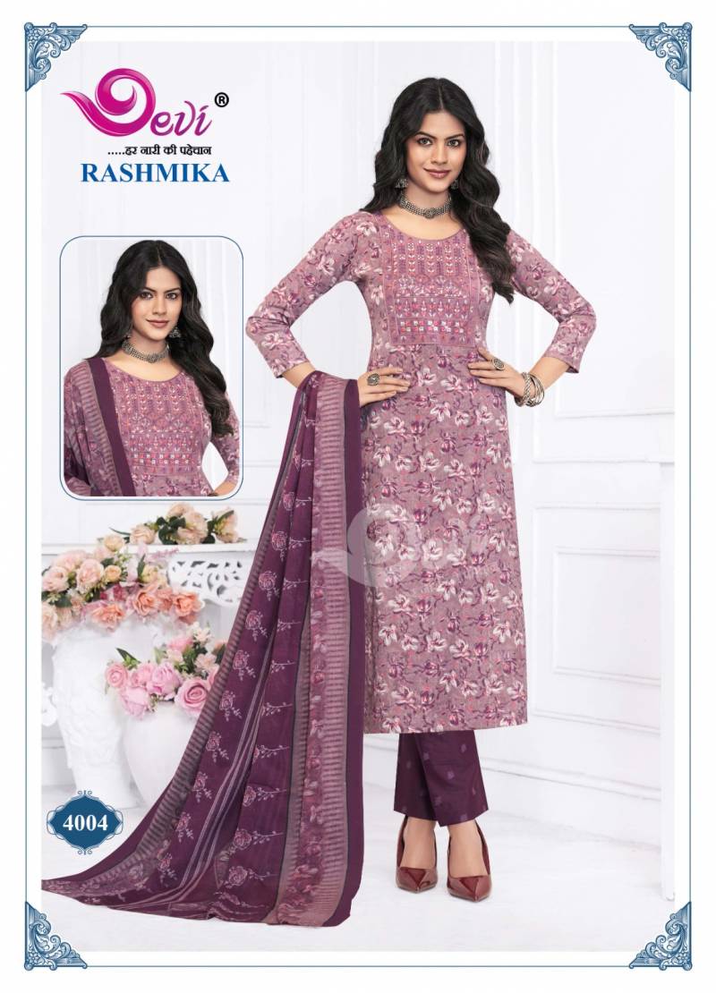Devi Rashmika Vol 4 Cotton Printed Kurti Bottom With Dupatta Collection