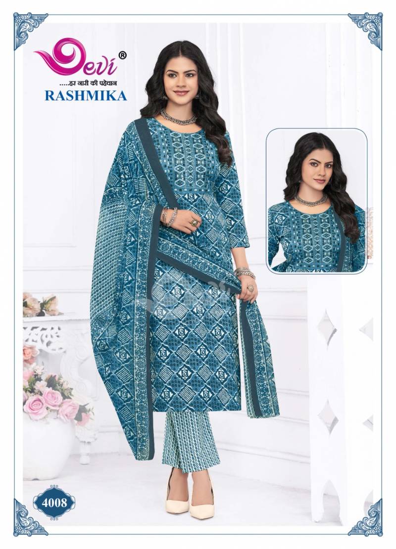 Devi Rashmika Vol 4 Cotton Printed Kurti Bottom With Dupatta Collection