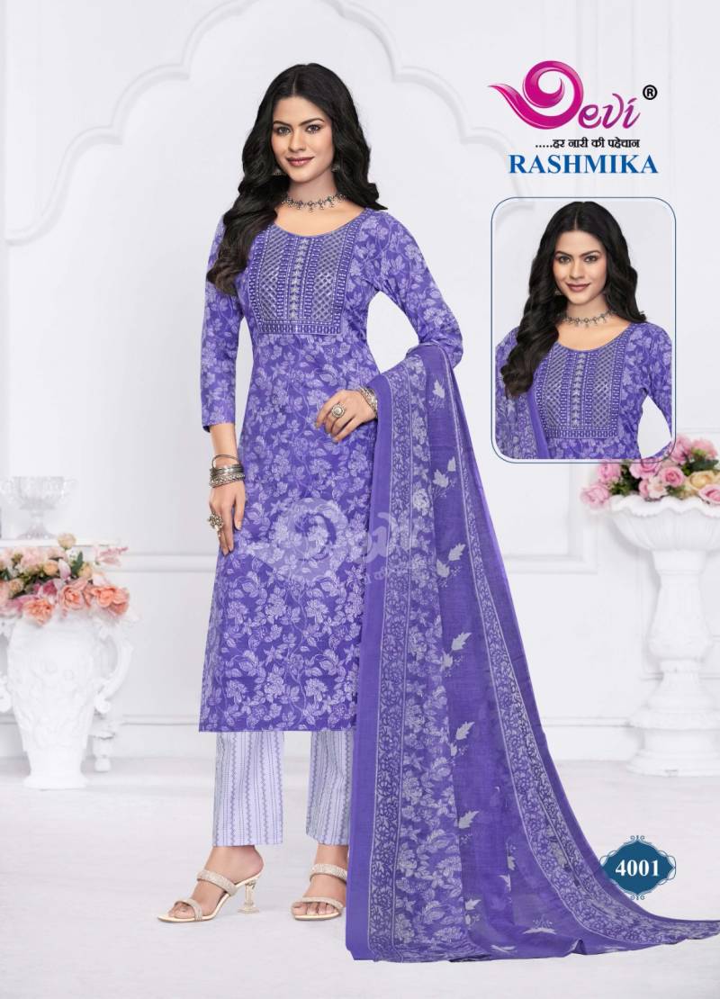 Devi Rashmika Vol 4 Cotton Printed Kurti Bottom With Dupatta Collection