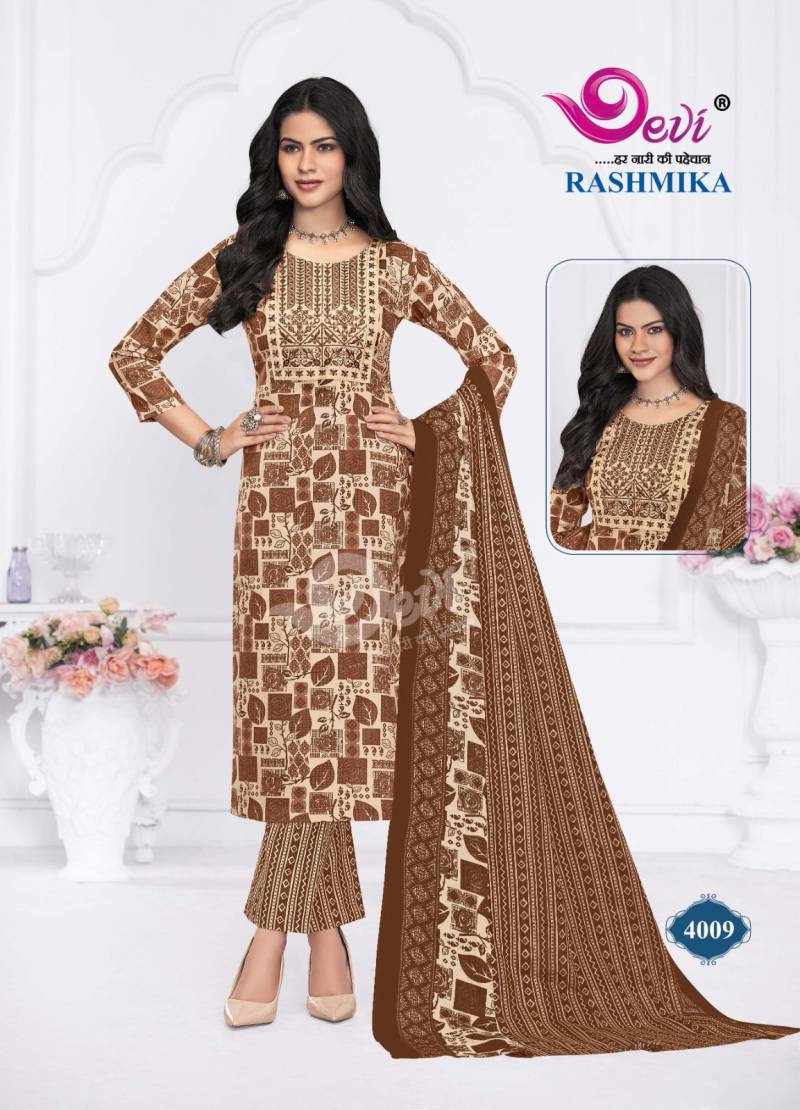 Devi Rashmika Vol 4 Cotton Printed Kurti Bottom With Dupatta Collection