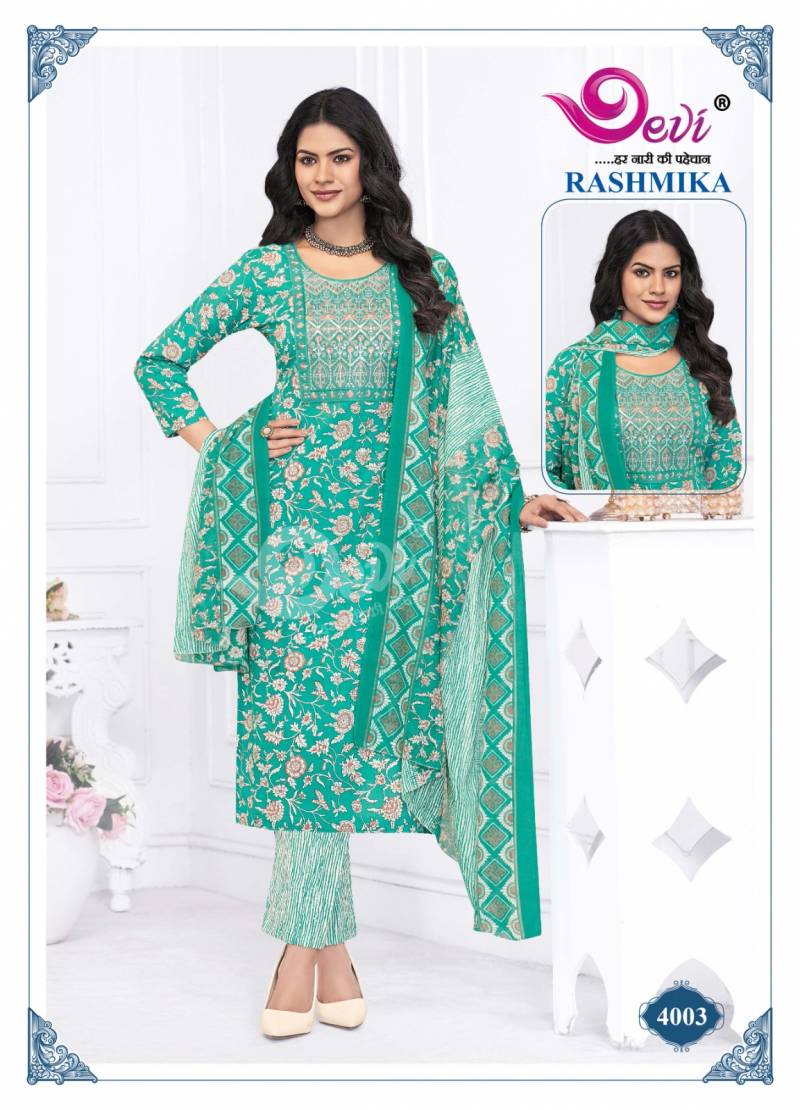 Devi Rashmika Vol 4 Cotton Printed Kurti Bottom With Dupatta Collection
