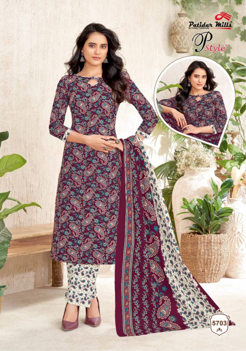 Patidar P Style Vol 57 Cotton Printed Dress Material Collection