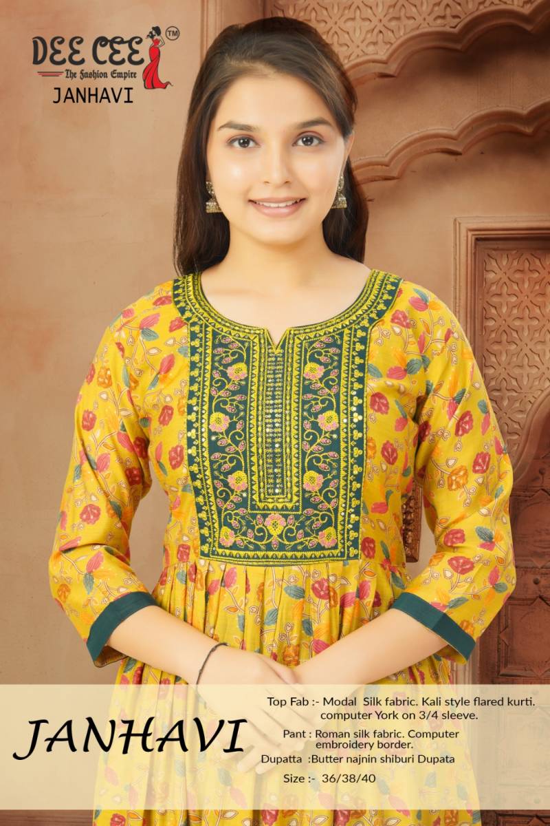 Deecee Janhavi Modal Silk Kurti Bottom With Dupatta Collection