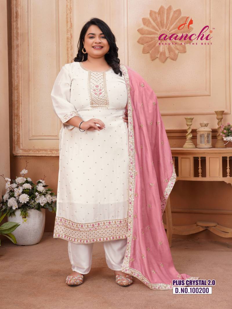 Aanchi Plus Crystal 2 Vichitra Silk Kurti Bottom With Dupatta