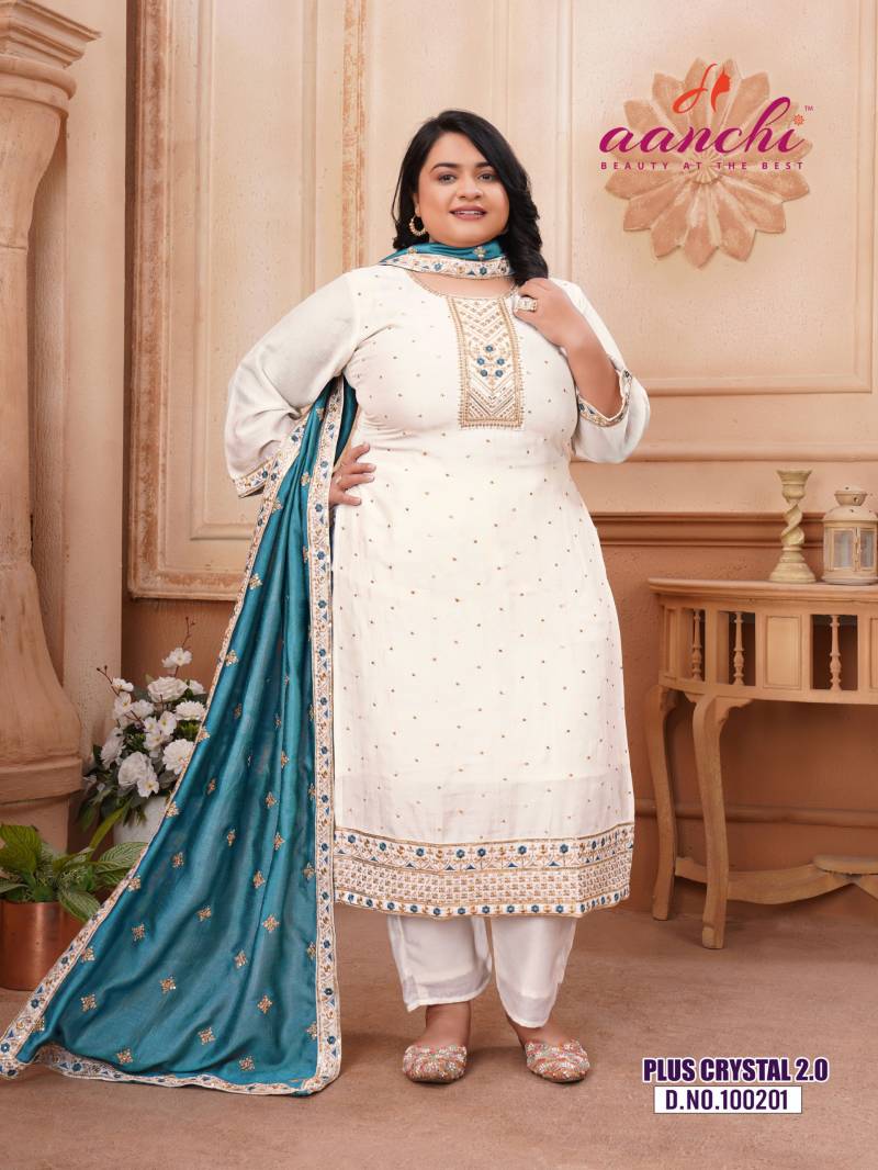 Aanchi Plus Crystal 2 Vichitra Silk Kurti Bottom With Dupatta