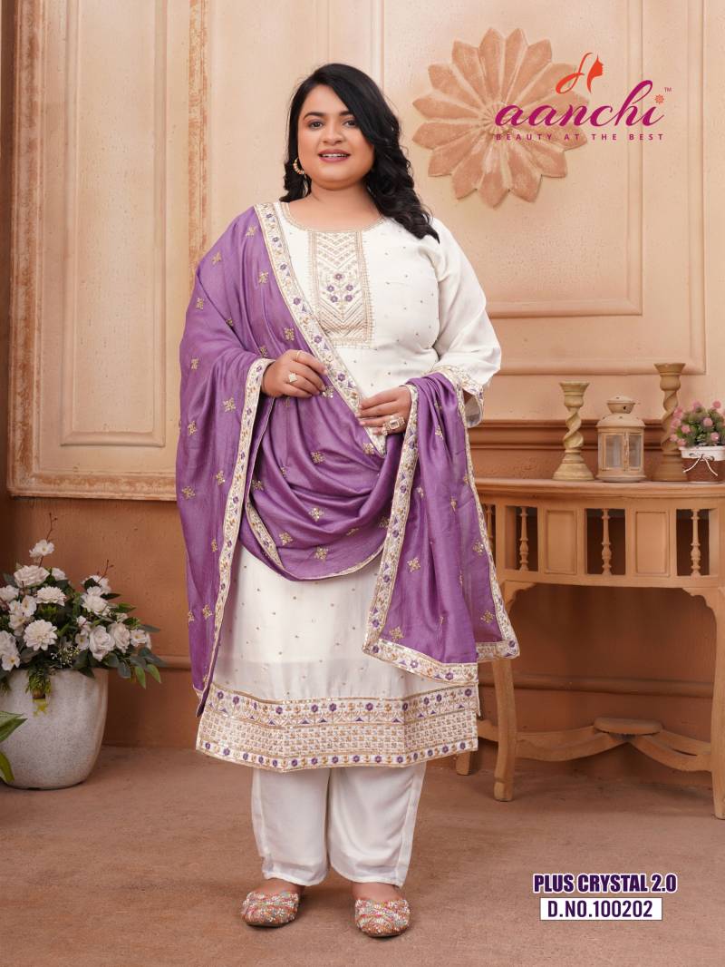 Aanchi Plus Crystal 2 Vichitra Silk Kurti Bottom With Dupatta