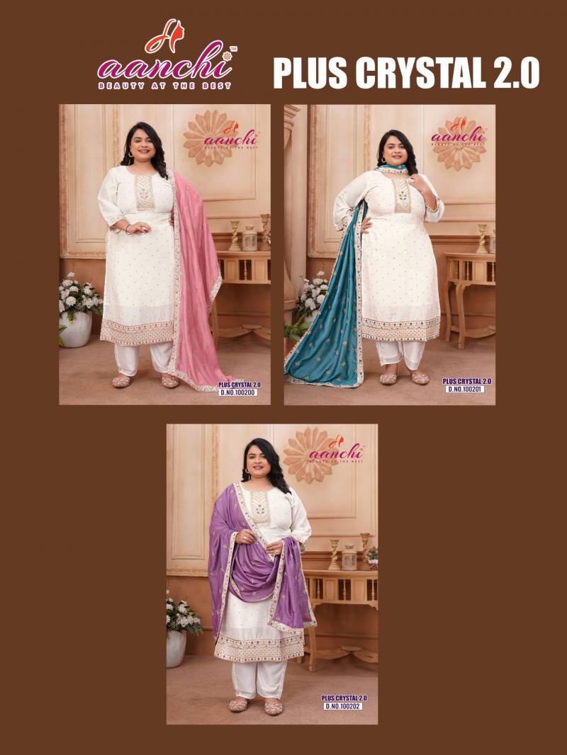 Aanchi Plus Crystal 2 Vichitra Silk Kurti Bottom With Dupatta