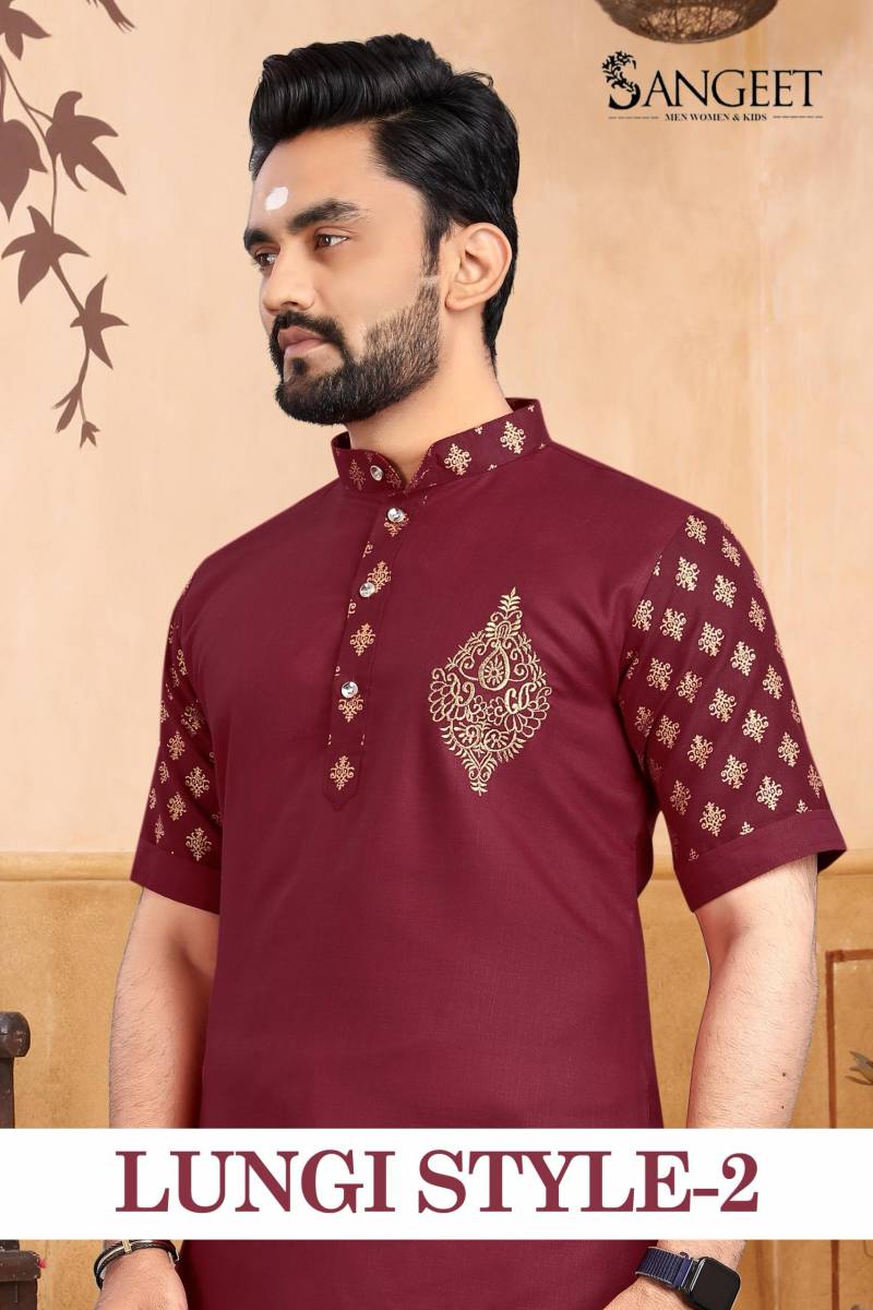 Lungi Style Vol 2 Colours Slub Cotton Gold Printed Men Shirts
