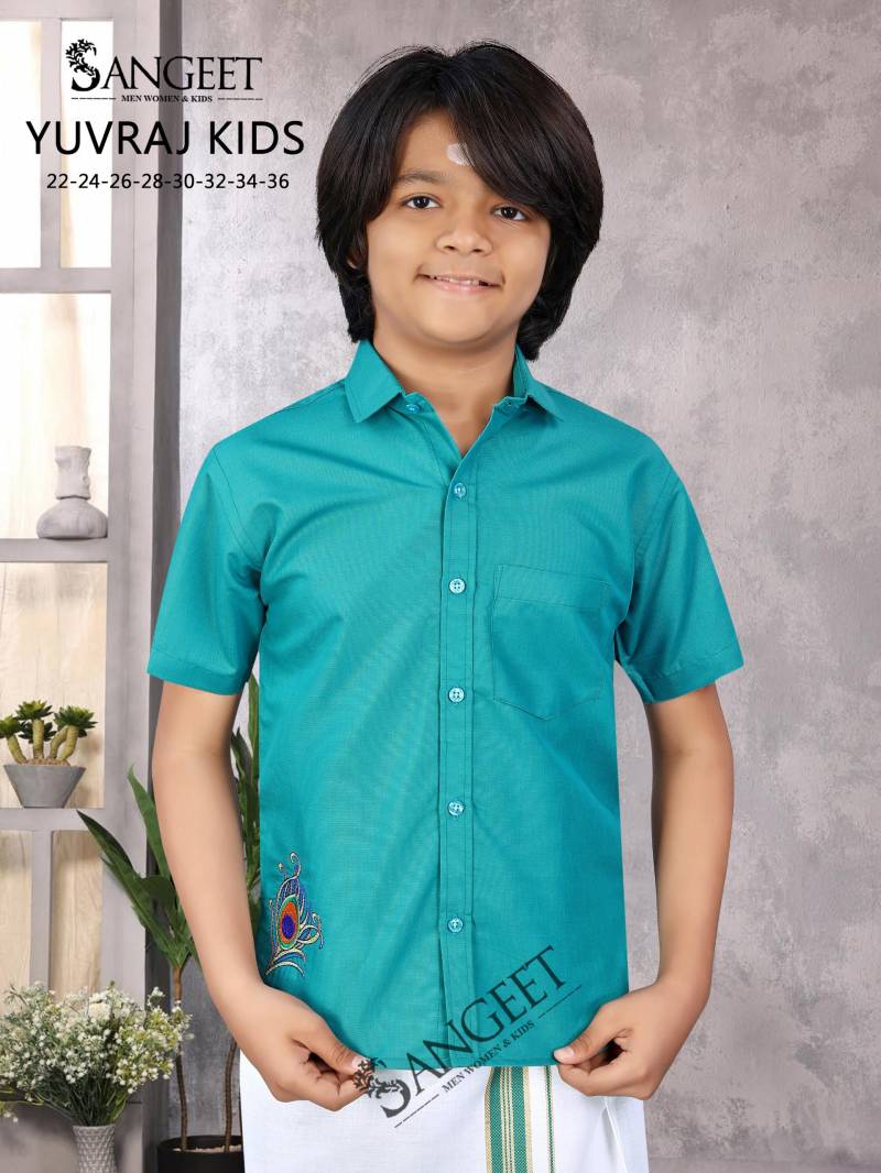 Sangeet Kutty Raja Slub Cotton Kids Shirt With Vesti Collection