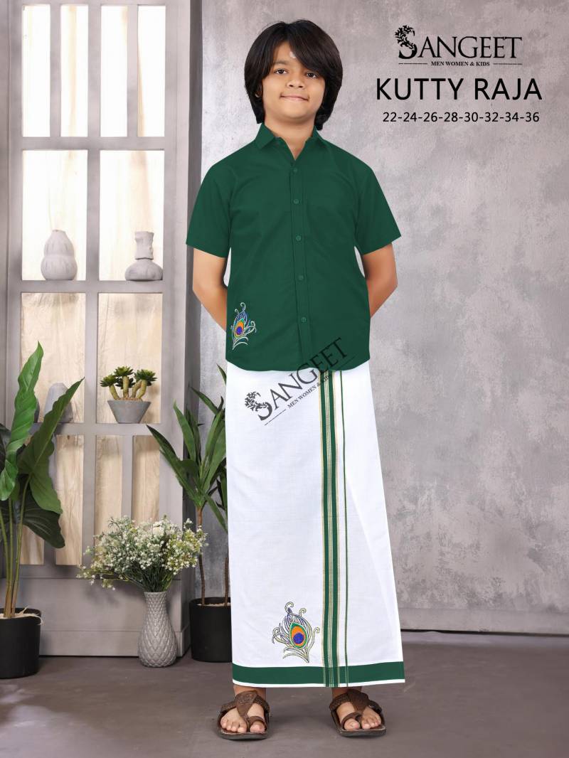 Sangeet Kutty Raja Slub Cotton Kids Shirt With Vesti Collection