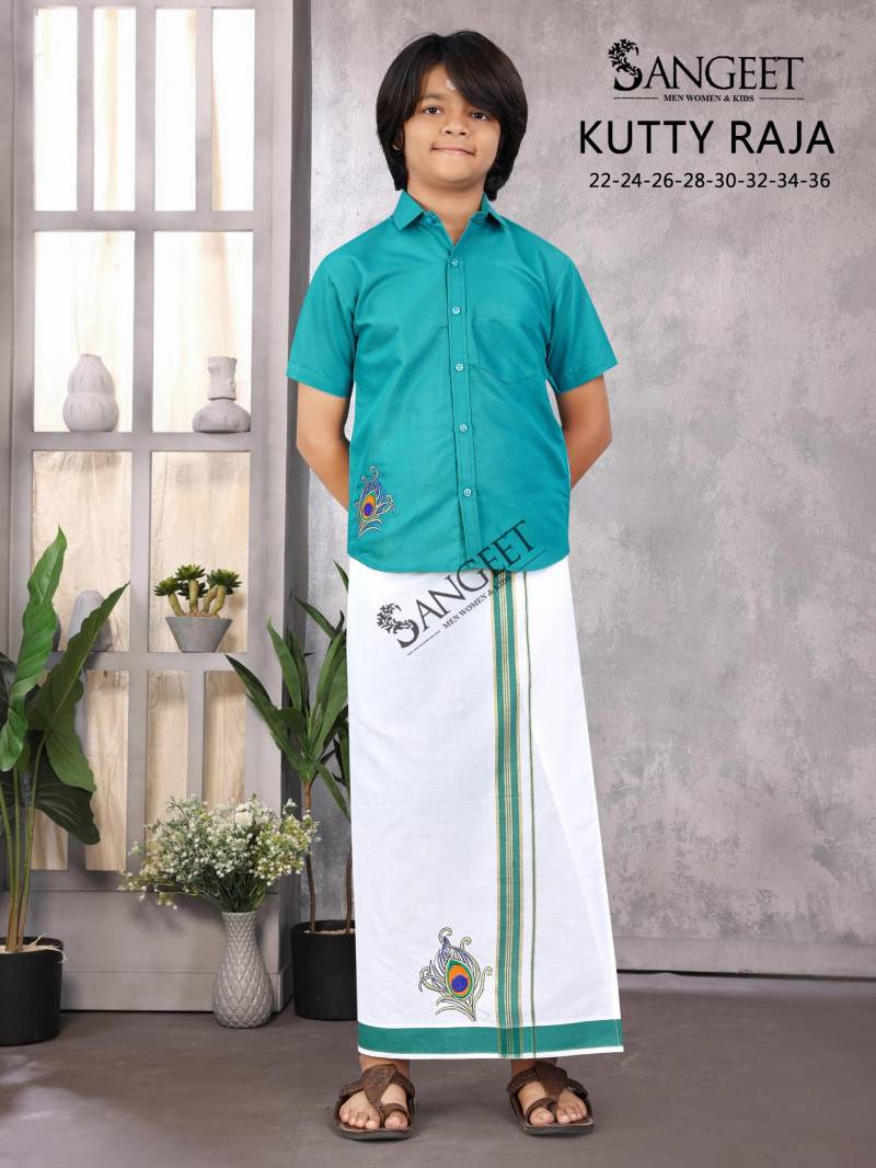 Sangeet Kutty Raja Slub Cotton Kids Shirt With Vesti Collection