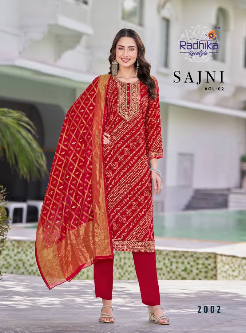 Radhika Sajni Vol 2 Rayon Printed Readymade Collection