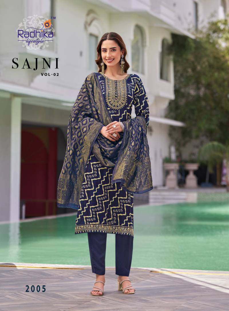 Radhika Sajni Vol 2 Rayon Printed Readymade Collection