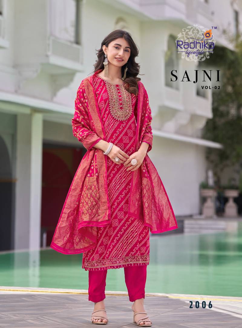 Radhika Sajni Vol 2 Rayon Printed Readymade Collection
