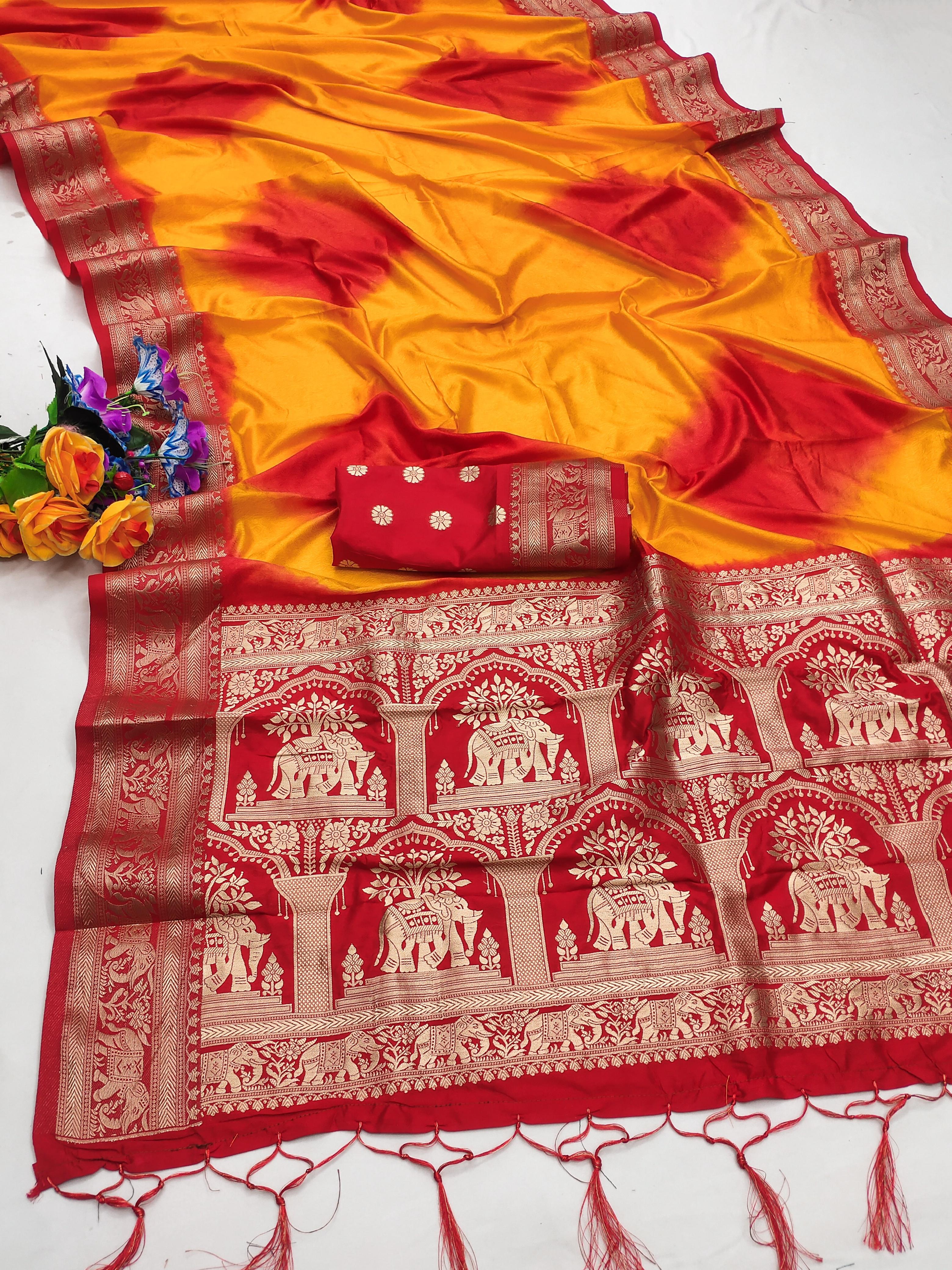 Lekha VC Prushti Silk Sibory Pattern Zari Gold And Meenakari Weaving Saree Collection