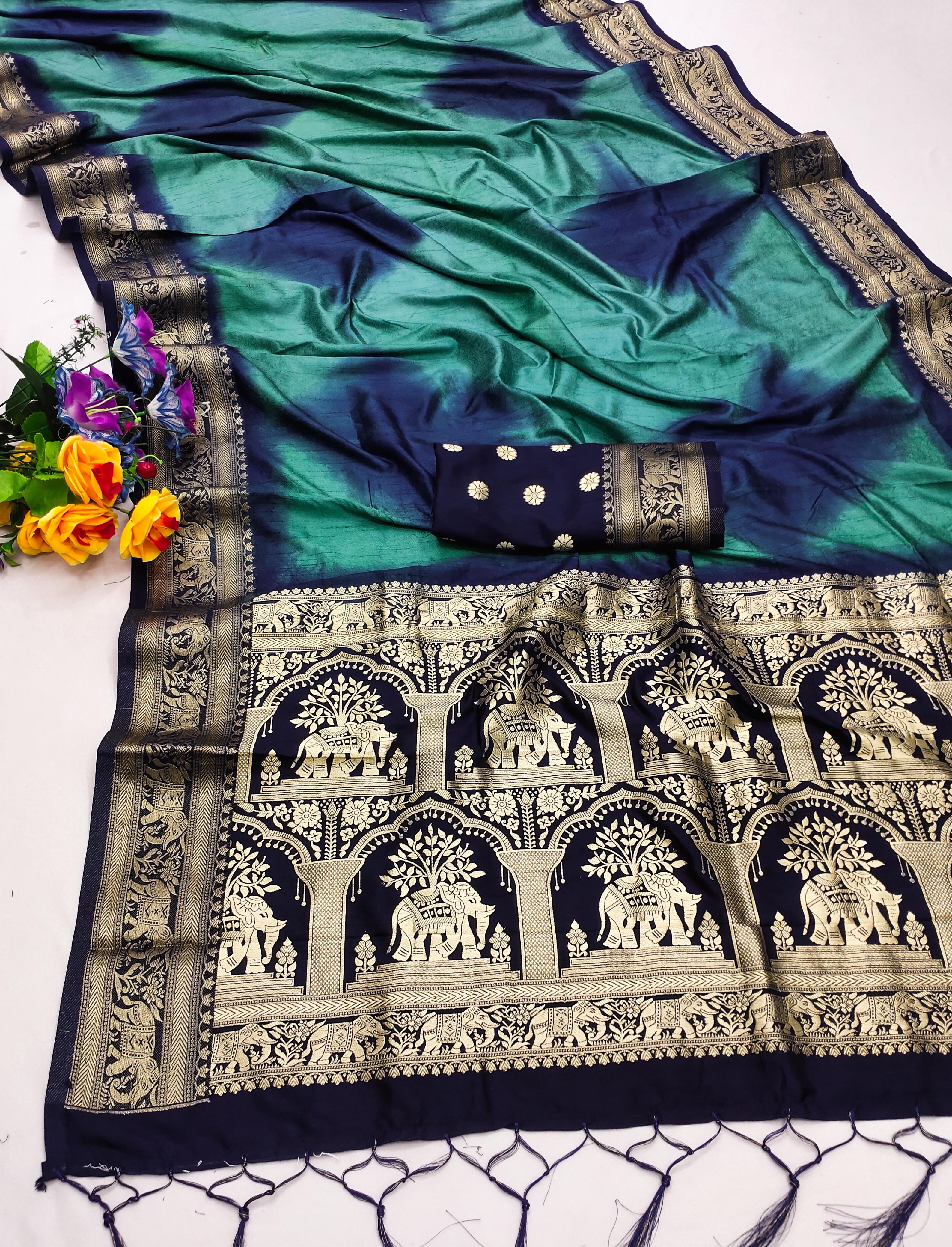 Lekha VC Prushti Silk Sibory Pattern Zari Gold And Meenakari Weaving Saree Collection
