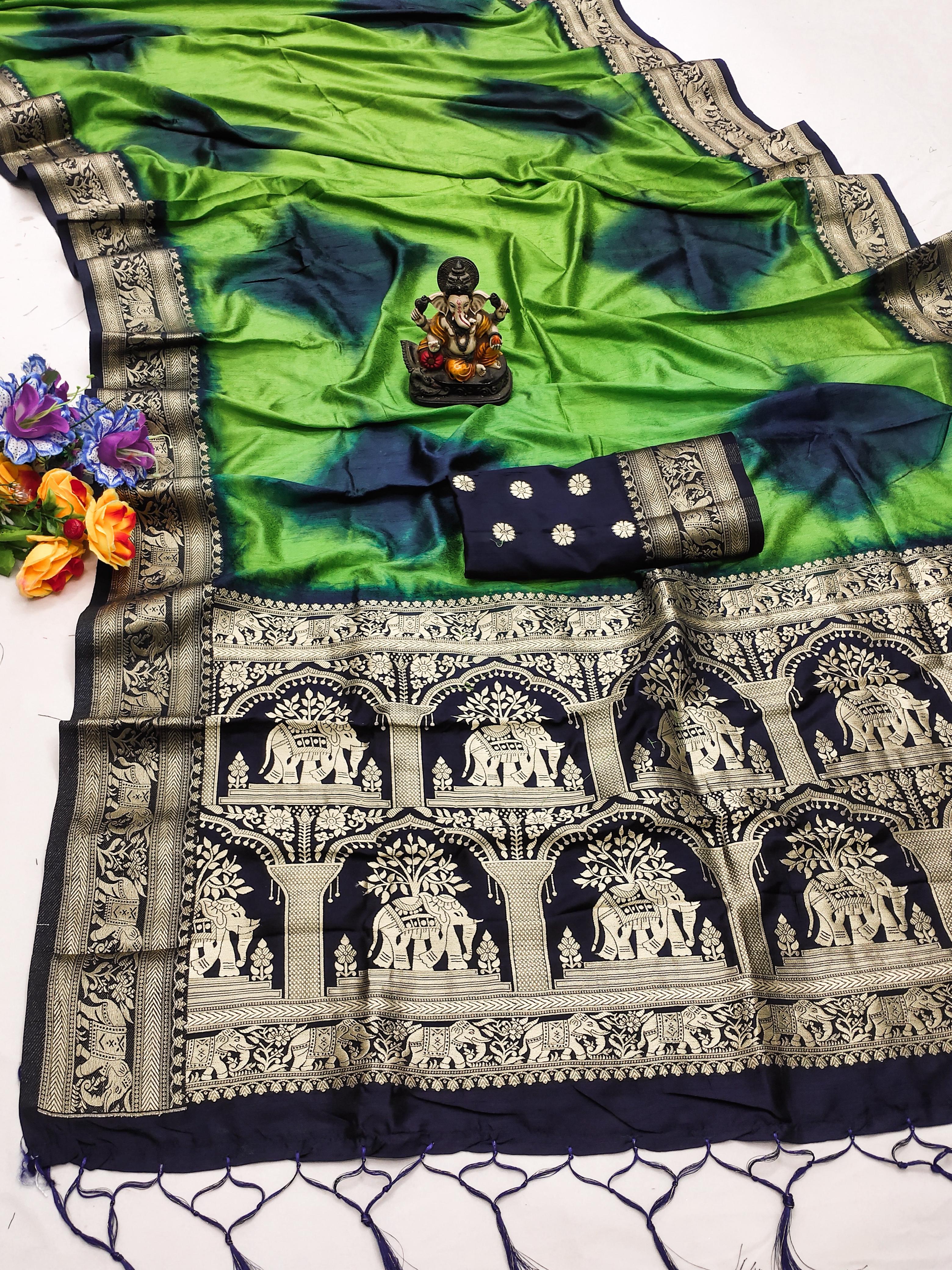 Lekha VC Prushti Silk Sibory Pattern Zari Gold And Meenakari Weaving Saree Collection