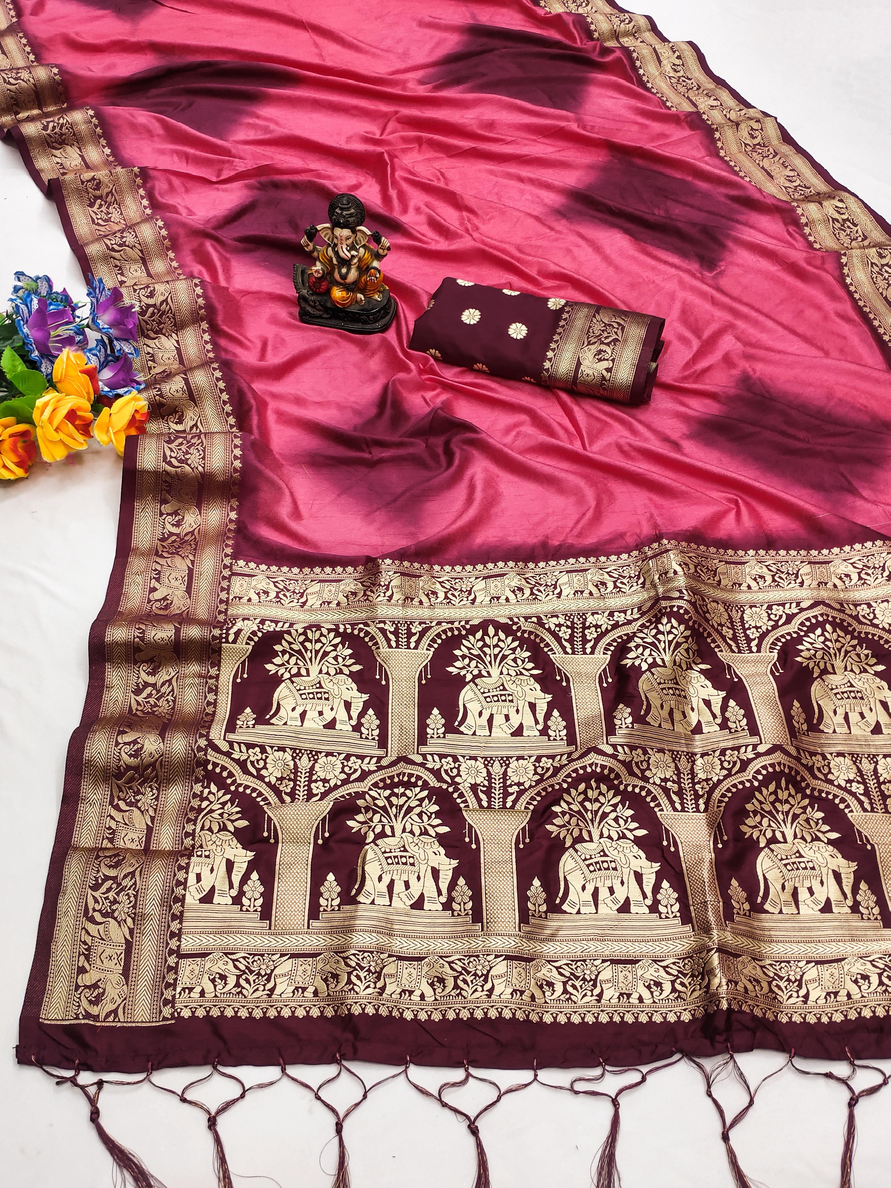 Lekha VC Prushti Silk Sibory Pattern Zari Gold And Meenakari Weaving Saree Collection