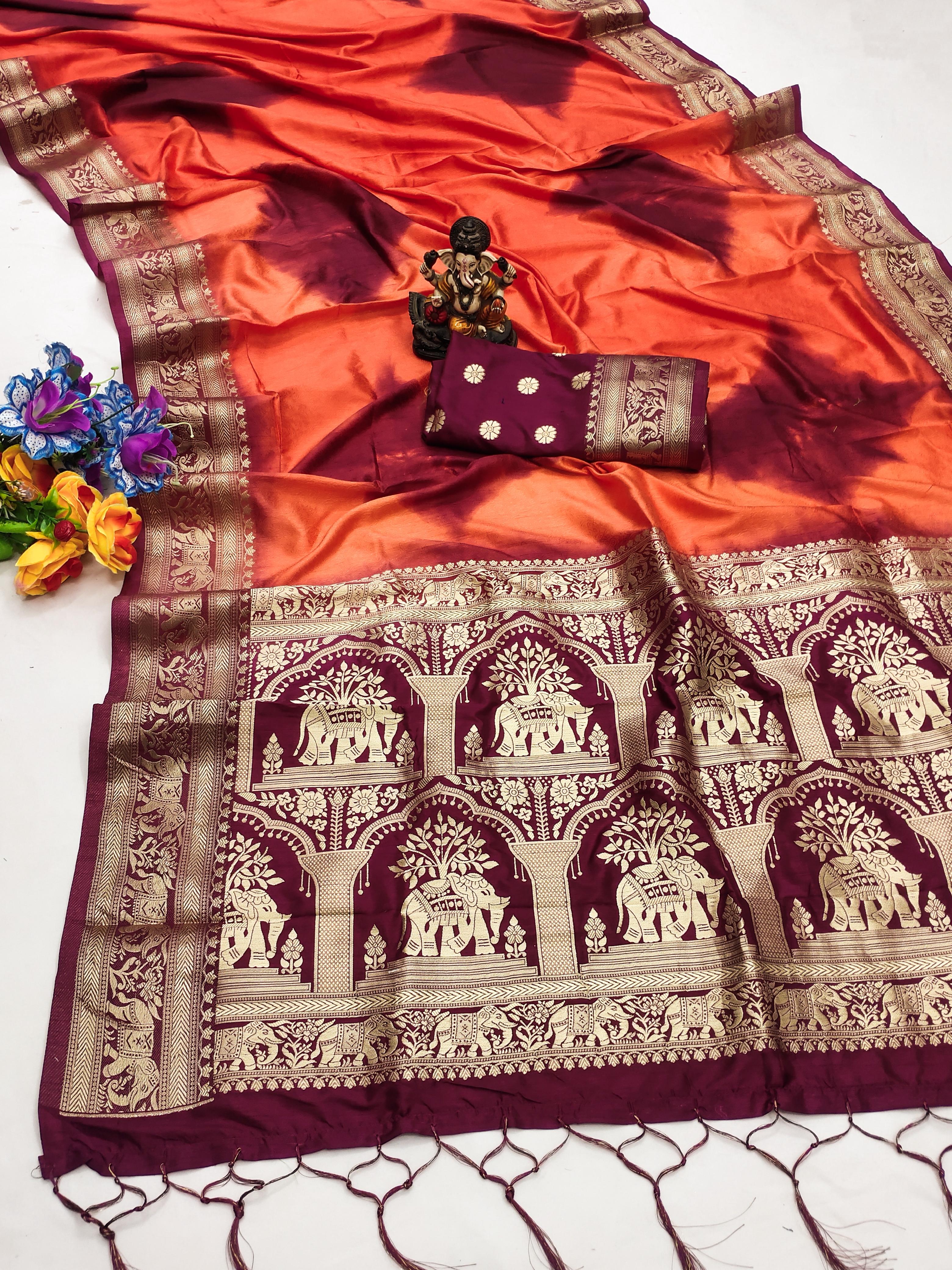 Lekha VC Prushti Silk Sibory Pattern Zari Gold And Meenakari Weaving Saree Collection