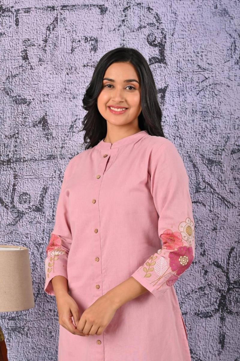 Naisha K 120 Khadi Cotton With Embroidered Work Co Ord Set