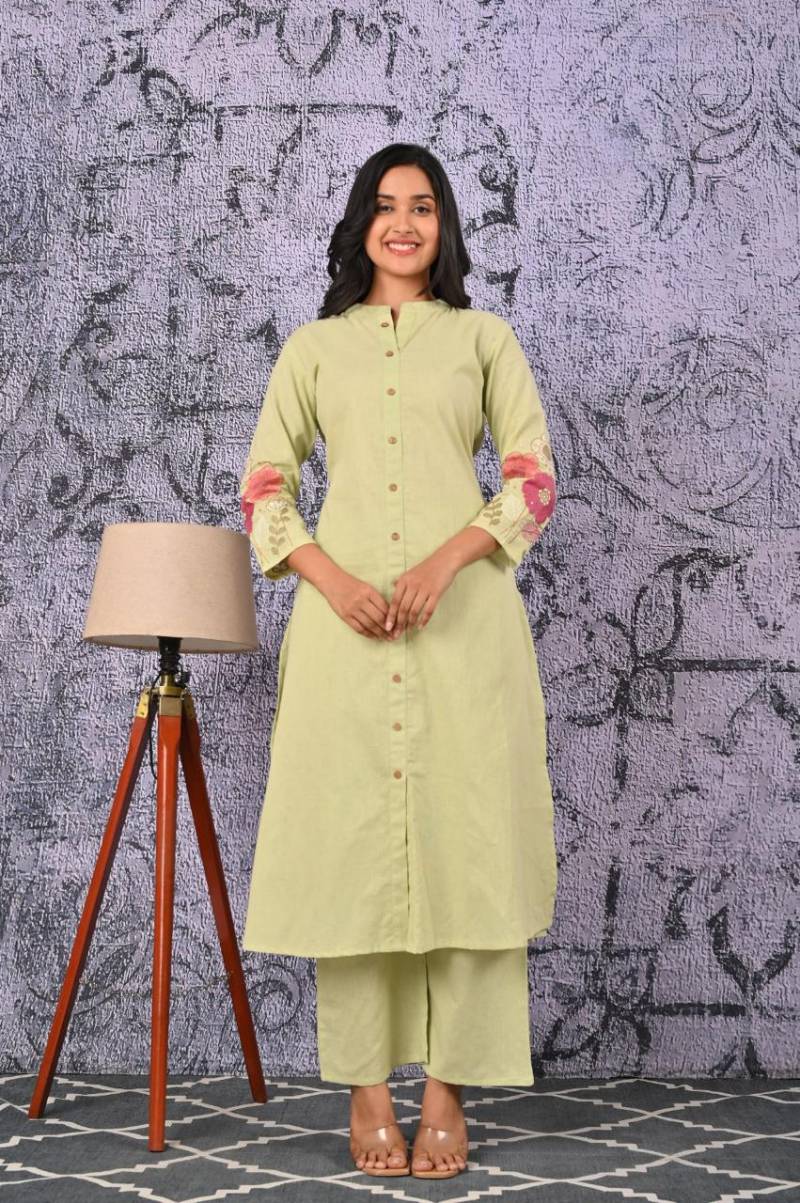 Naisha K 120 Khadi Cotton With Embroidered Work Co Ord Set