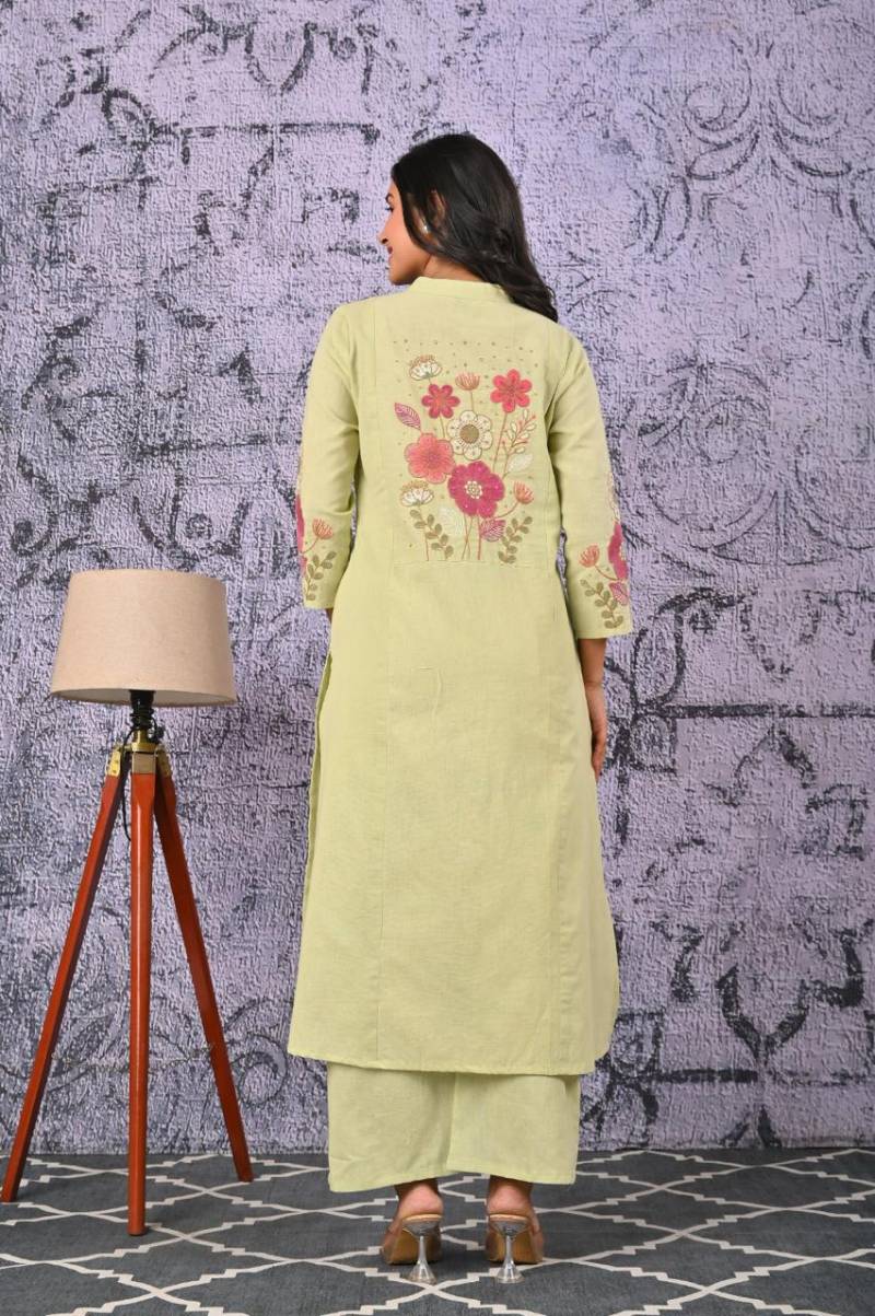 Naisha K 120 Khadi Cotton With Embroidered Work Co Ord Set