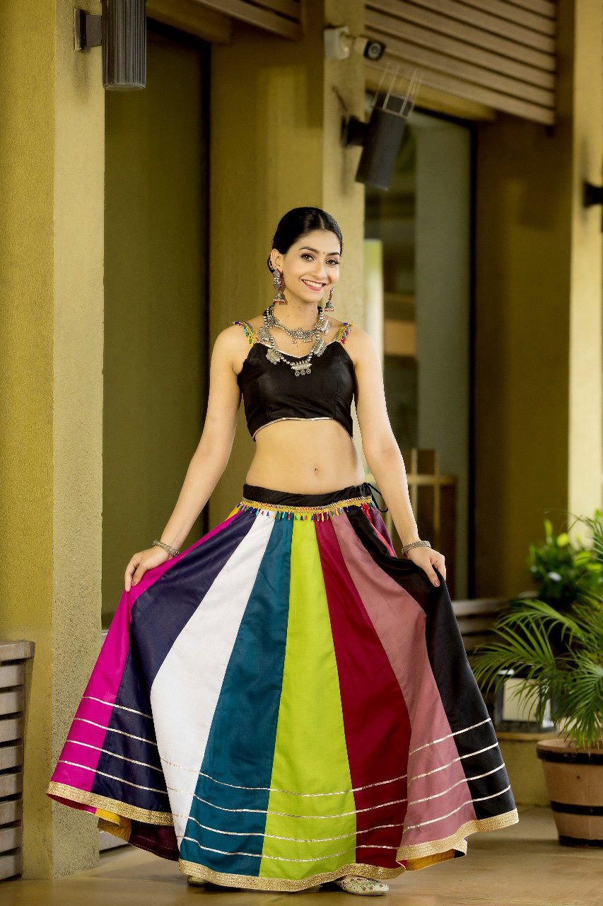Aawiya AWY 7068 Multi Coloured Pure Cotton Gota With Lace Lehenga Choli