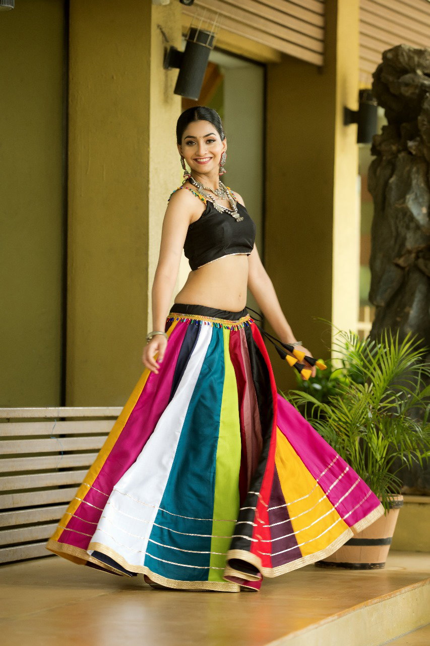 Aawiya AWY 7068 Multi Coloured Pure Cotton Gota With Lace Lehenga Choli
