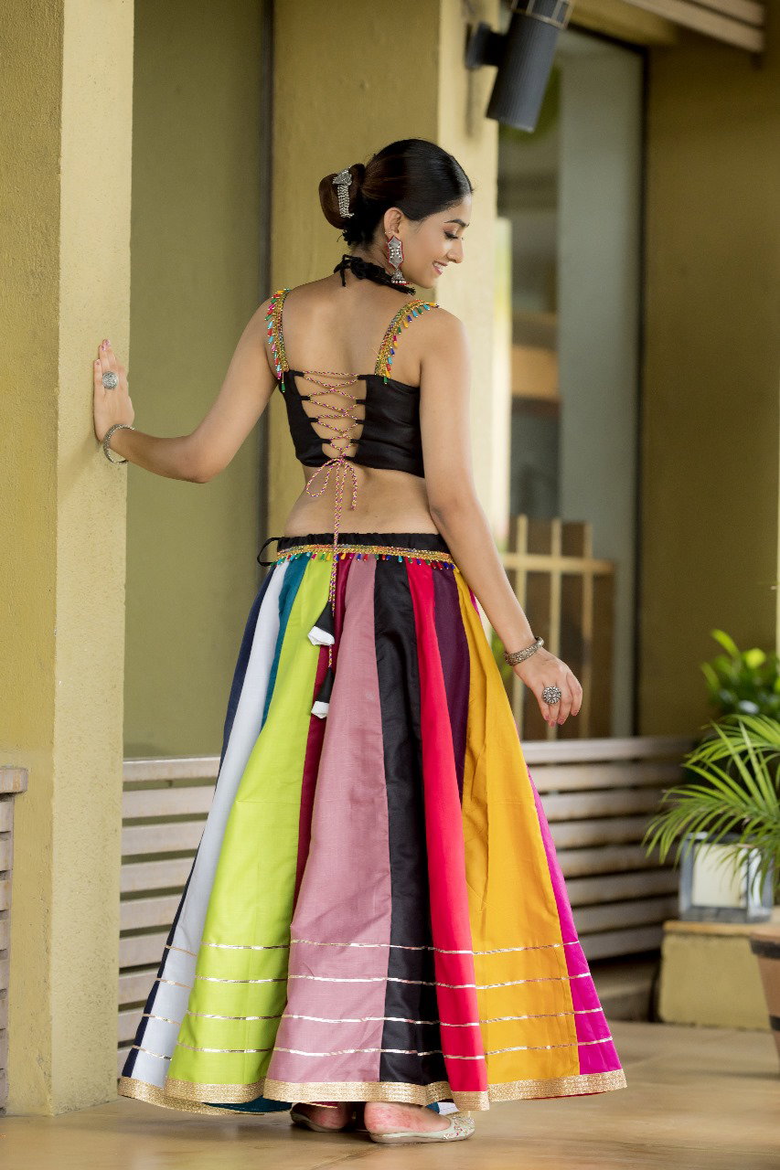Aawiya AWY 7068 Multi Coloured Pure Cotton Gota With Lace Lehenga Choli