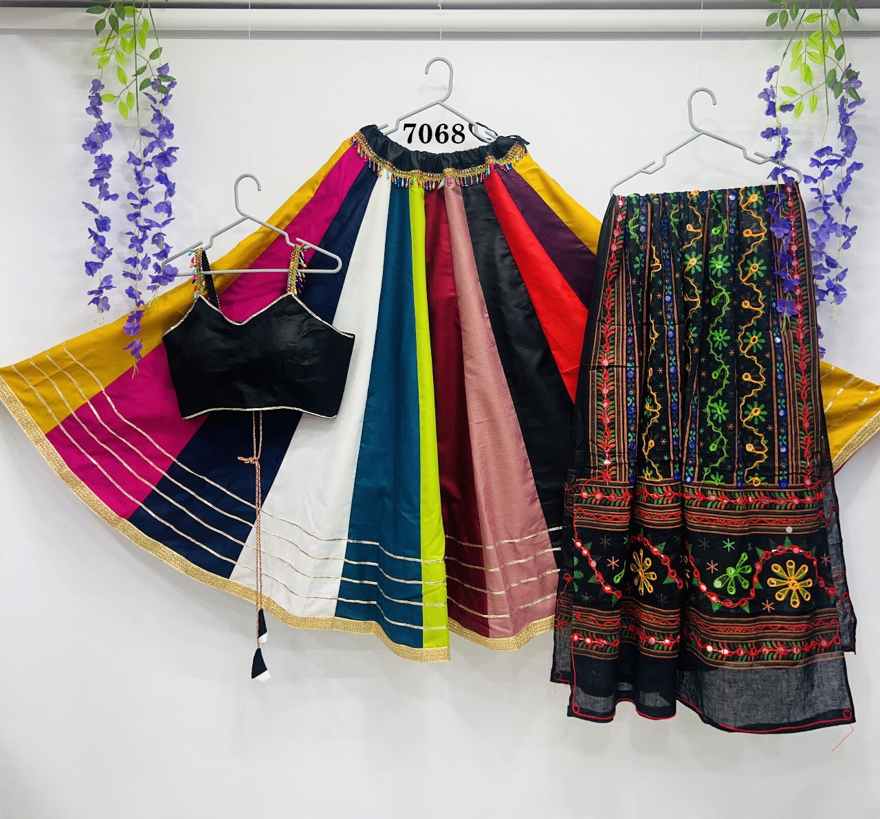 Aawiya AWY 7068 Multi Coloured Pure Cotton Gota With Lace Lehenga Choli