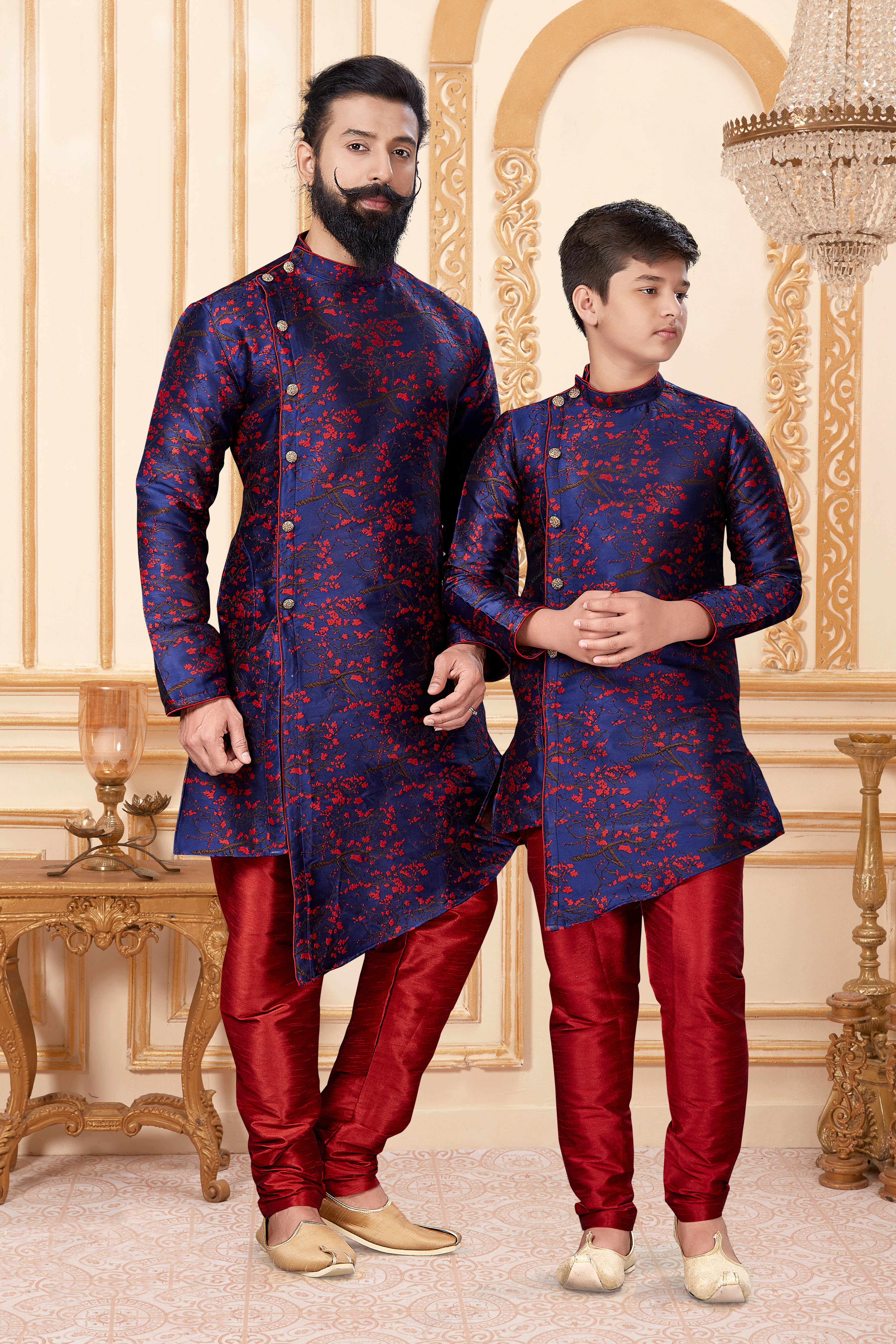 Swarg 1001 To 1007 Father Son Combo Heavy Silk Indo Weastern
