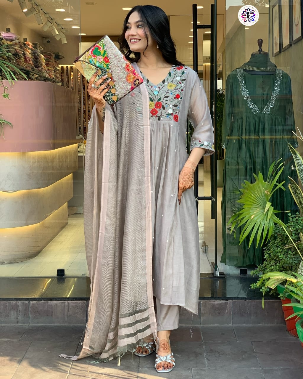 Lekha KL 5118 Viscose Chinon Embroidery Kurti Bottom With Dupatta