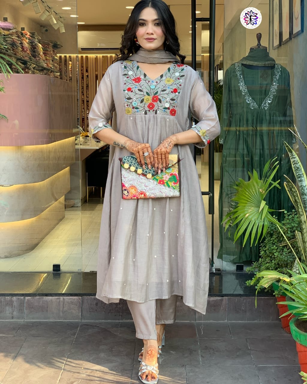 Lekha KL 5118 Viscose Chinon Embroidery Kurti Bottom With Dupatta