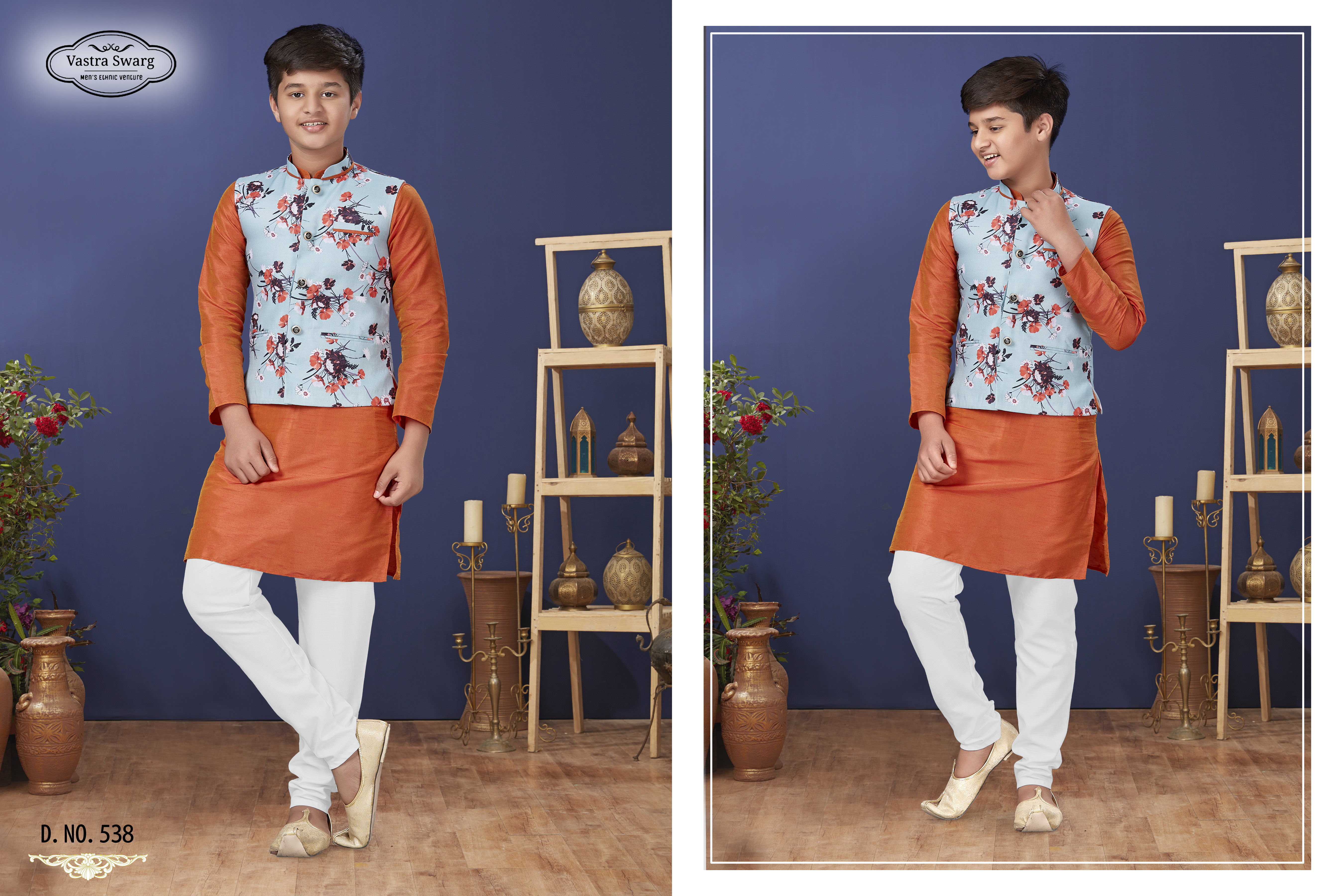 Swarg 535 To 539 Series Boys Kurta Pajama With Waist Coat Collection