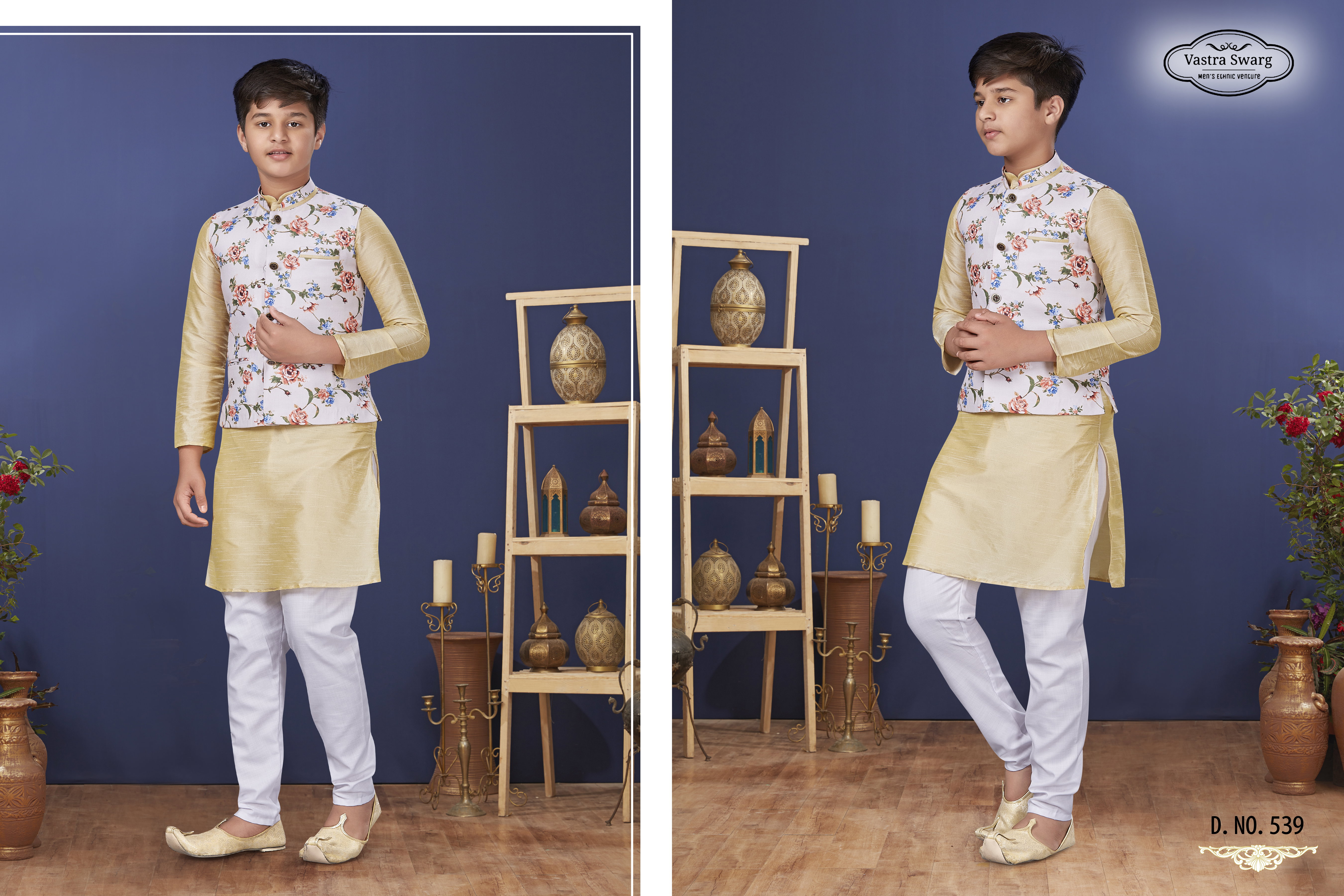 Swarg 535 To 539 Series Boys Kurta Pajama With Waist Coat Collection