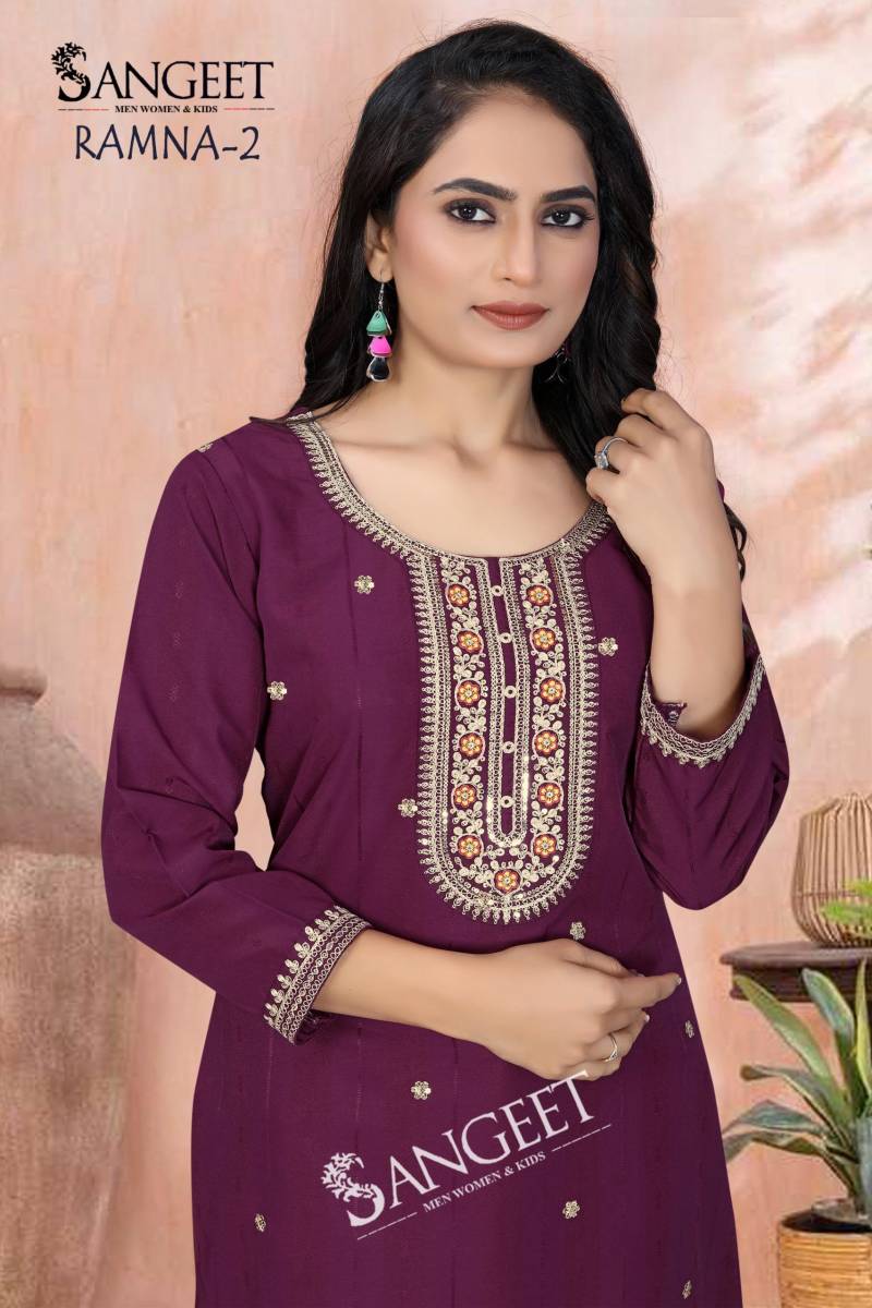 Sangeet Ramna 2 Rayon Embroidered Short Kurti