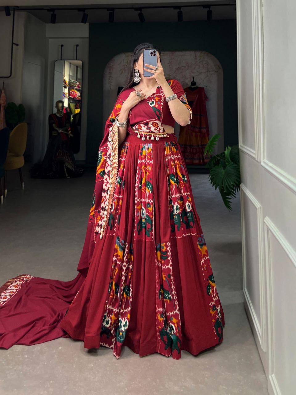 Scmd Patola Print Rayon Printed Silk Lehenga Choli