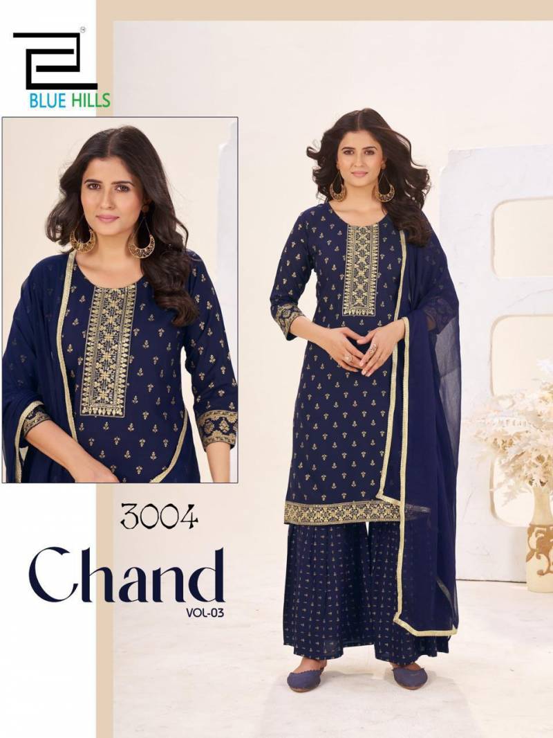Blue Hills Chand Vol 3 Rayon Foil Printed Readymade Collection