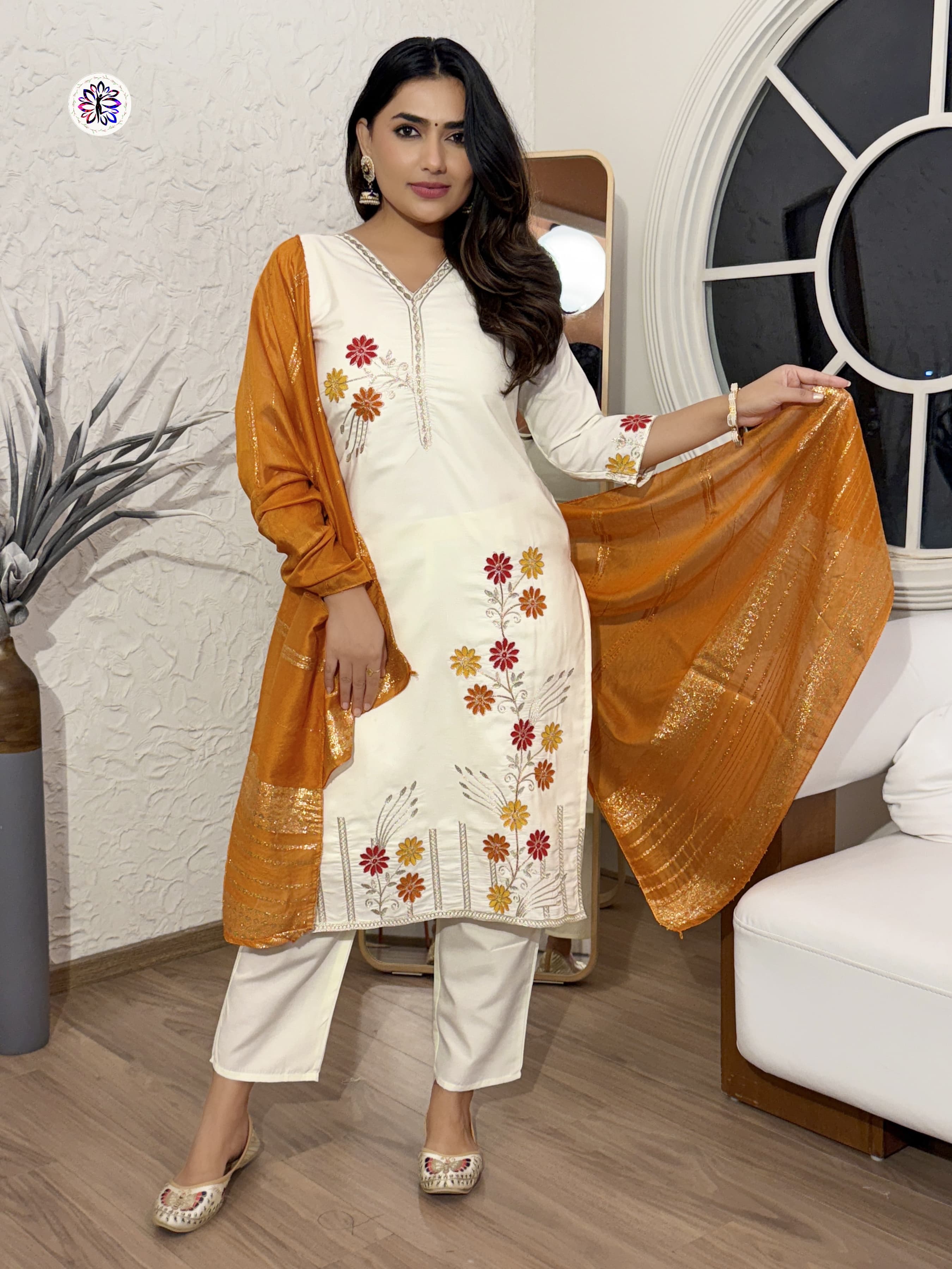 Lekha KL 6023 Cotton Silk Embroidery Kurti Bottom With Dupatta