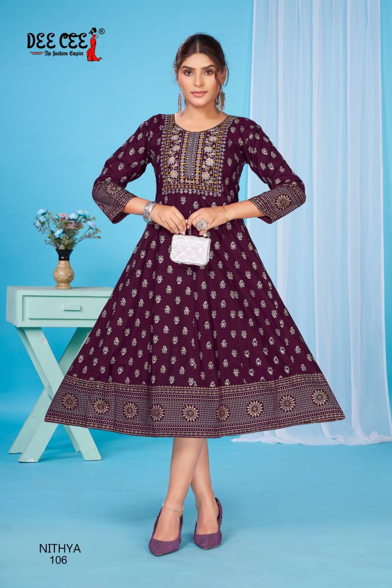 Deecee Nithya Vatican Printed Long Flared Kurtis Collection