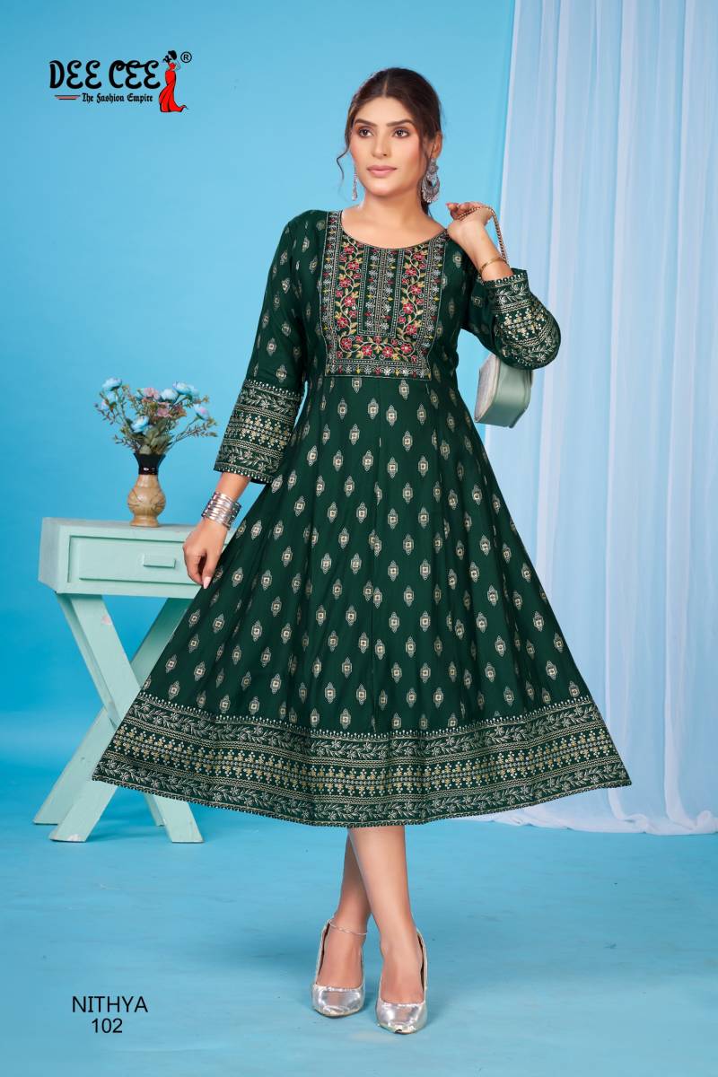 Deecee Nithya Vatican Printed Long Flared Kurtis Collection