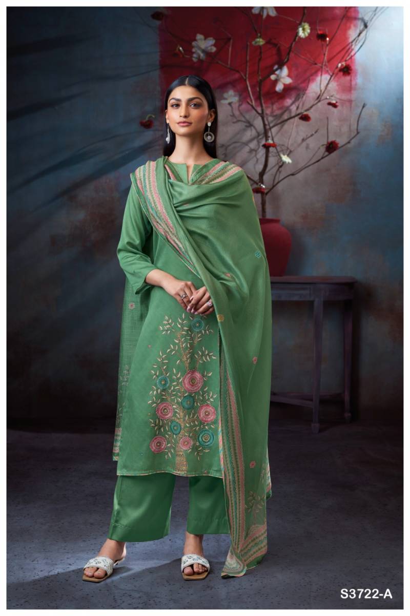 Ganga Swaalina Cotton Satin Printed Salwar Kameez