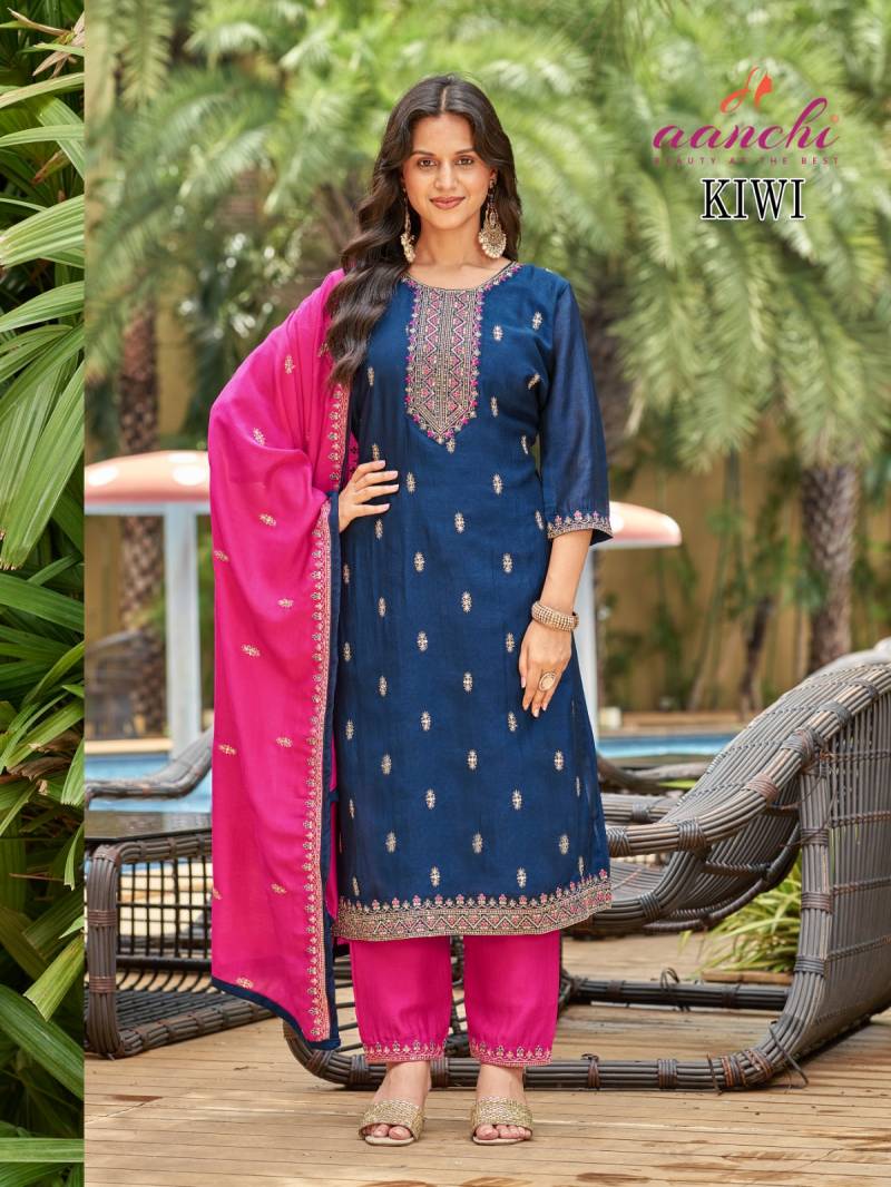 Aanchi Kiwi Vichitra Silk Kurti Bottom With Dupatta