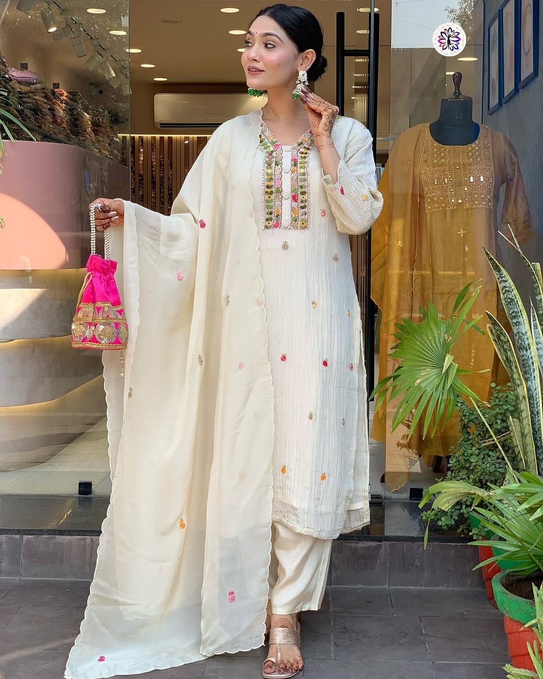 Lekha KL 3013 Chinon Embroidery Kurti Bottom With Dupatta