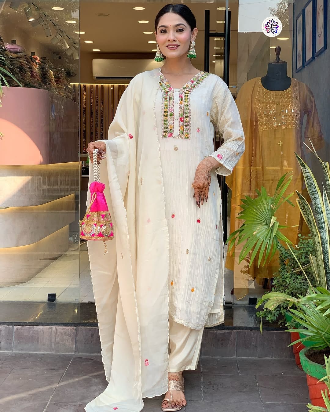 Lekha KL 3013 Chinon Embroidery Kurti Bottom With Dupatta