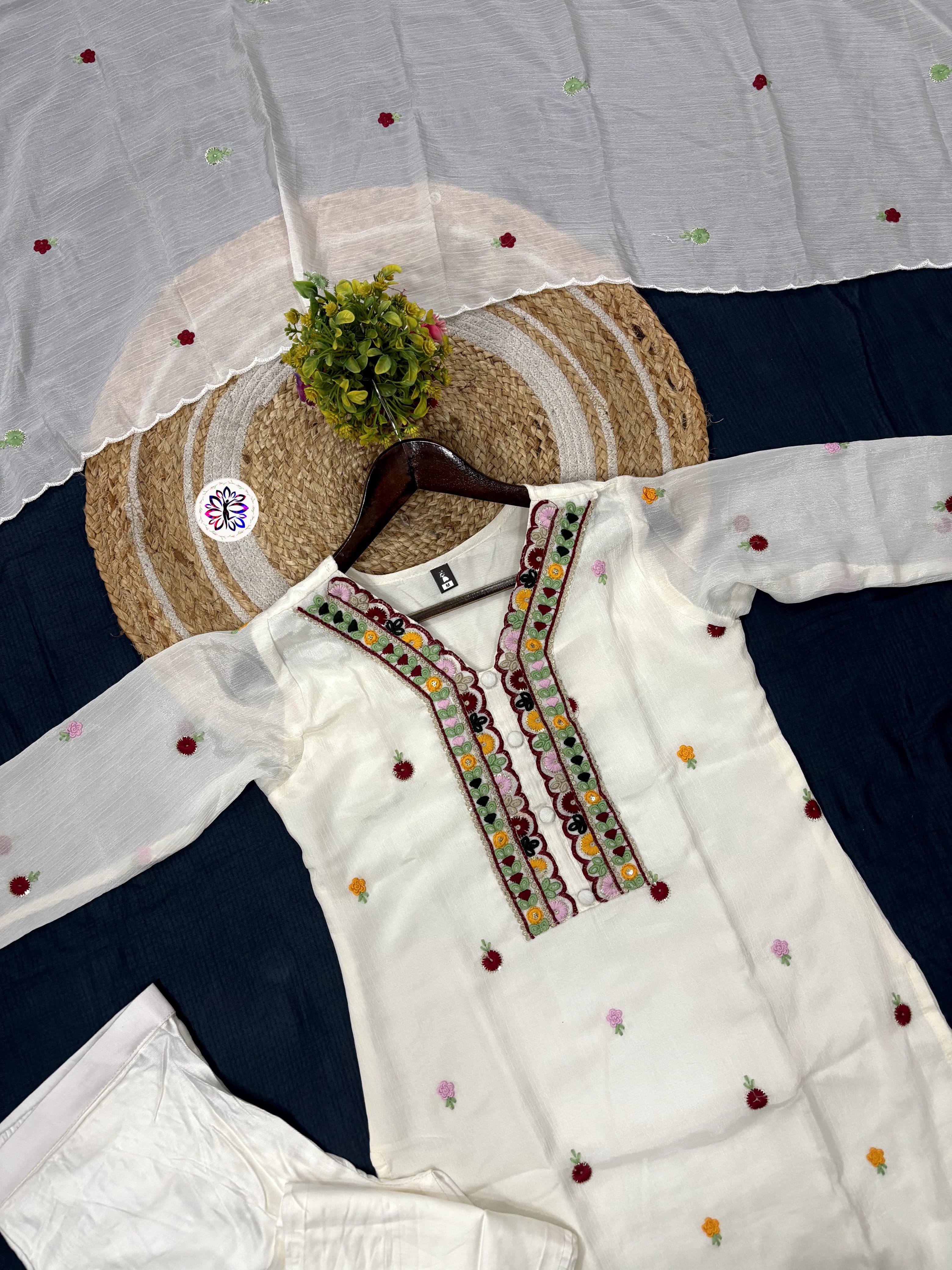 Lekha KL 3013 Chinon Embroidery Kurti Bottom With Dupatta
